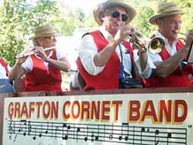 Grafton Cornet Band on the bandwagon at Wardsboro, VT July 4, 2005