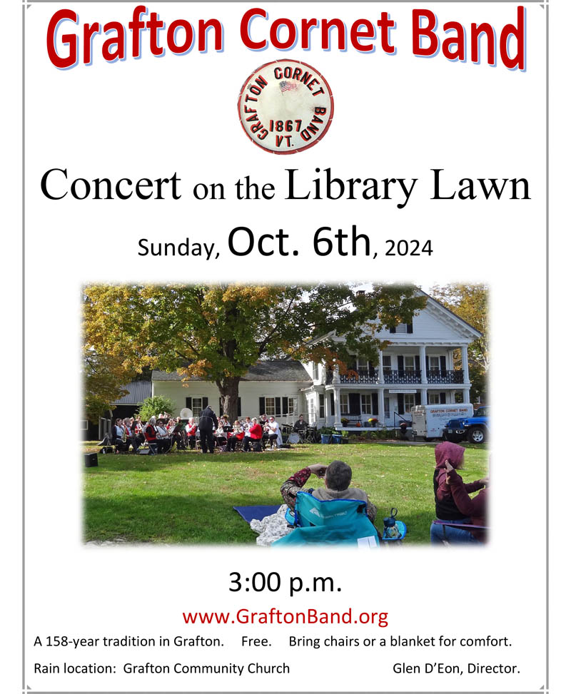 Photo of the Grafton Cornet Band performing on the Library lawn in October